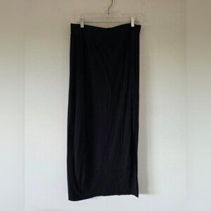 ROOTS | Long Skirt Knit Black Side Split Sz LARGE